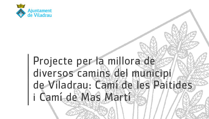 Projecte per la millora de diversos camins del municipi: Camí de les Paitides i Camí de Mas Martí
