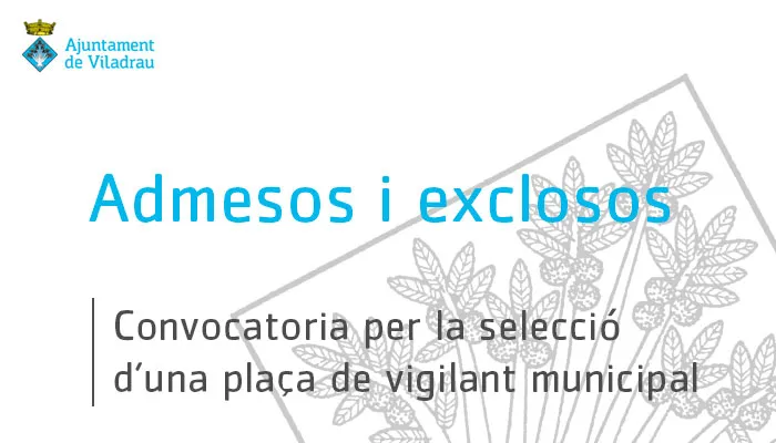 Relació definitiva d'admesos i exclosos al procés de selecció d'una plaça de vigilant municipal