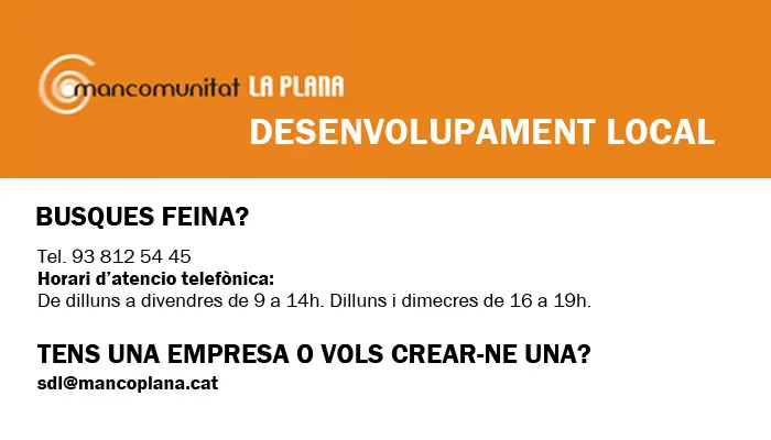 Busques feina? Servei de Desenvolupament Local