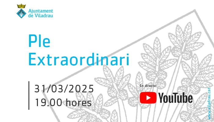 Viladrau Convocatòria de la sessió extraordinària del ple de l'ajuntament. El 31 de març de 2025