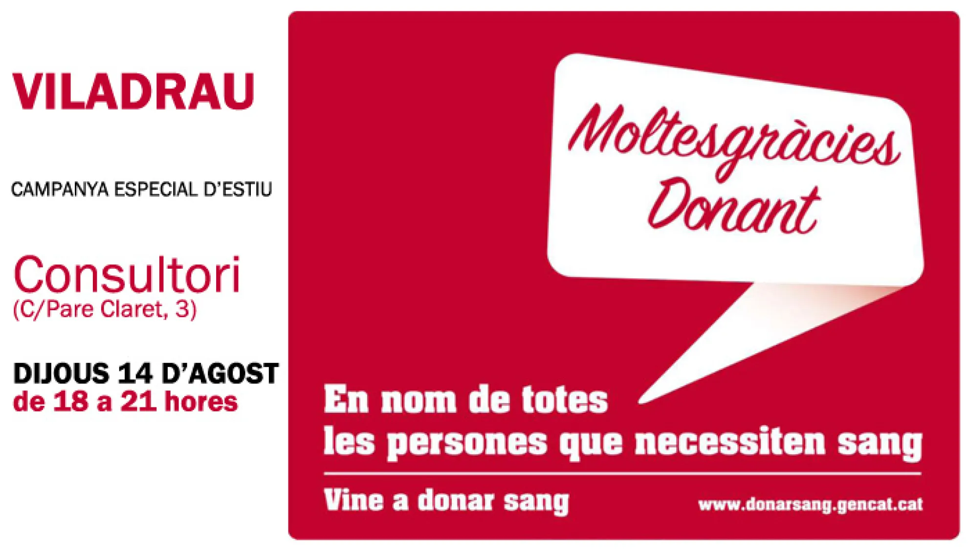 VINE A DONAR SANG · Moltes Gràcies DONANT