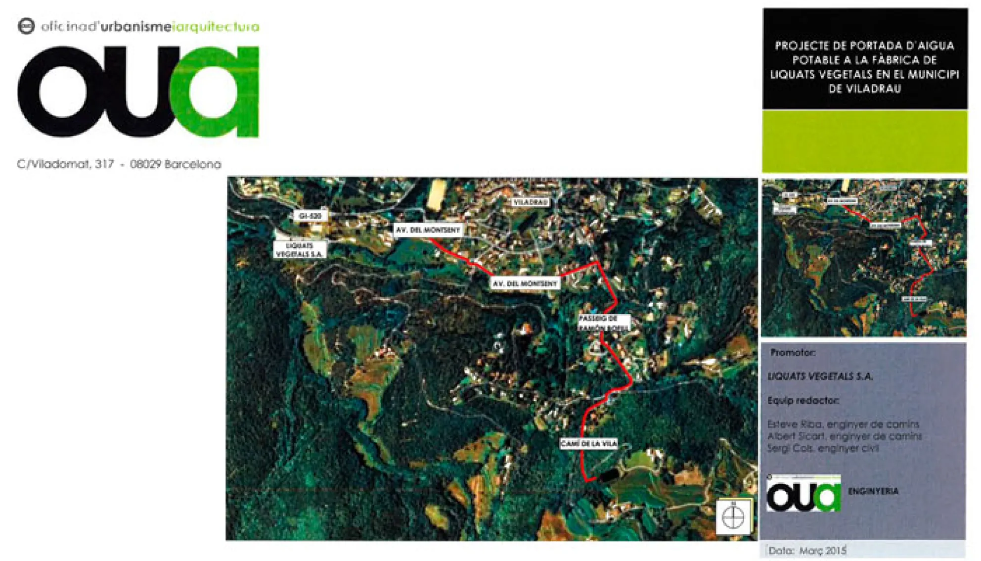 Projecte de Portada d'Aigua Potable a la Fàbrica de Liquats Vegetals, Viladrau