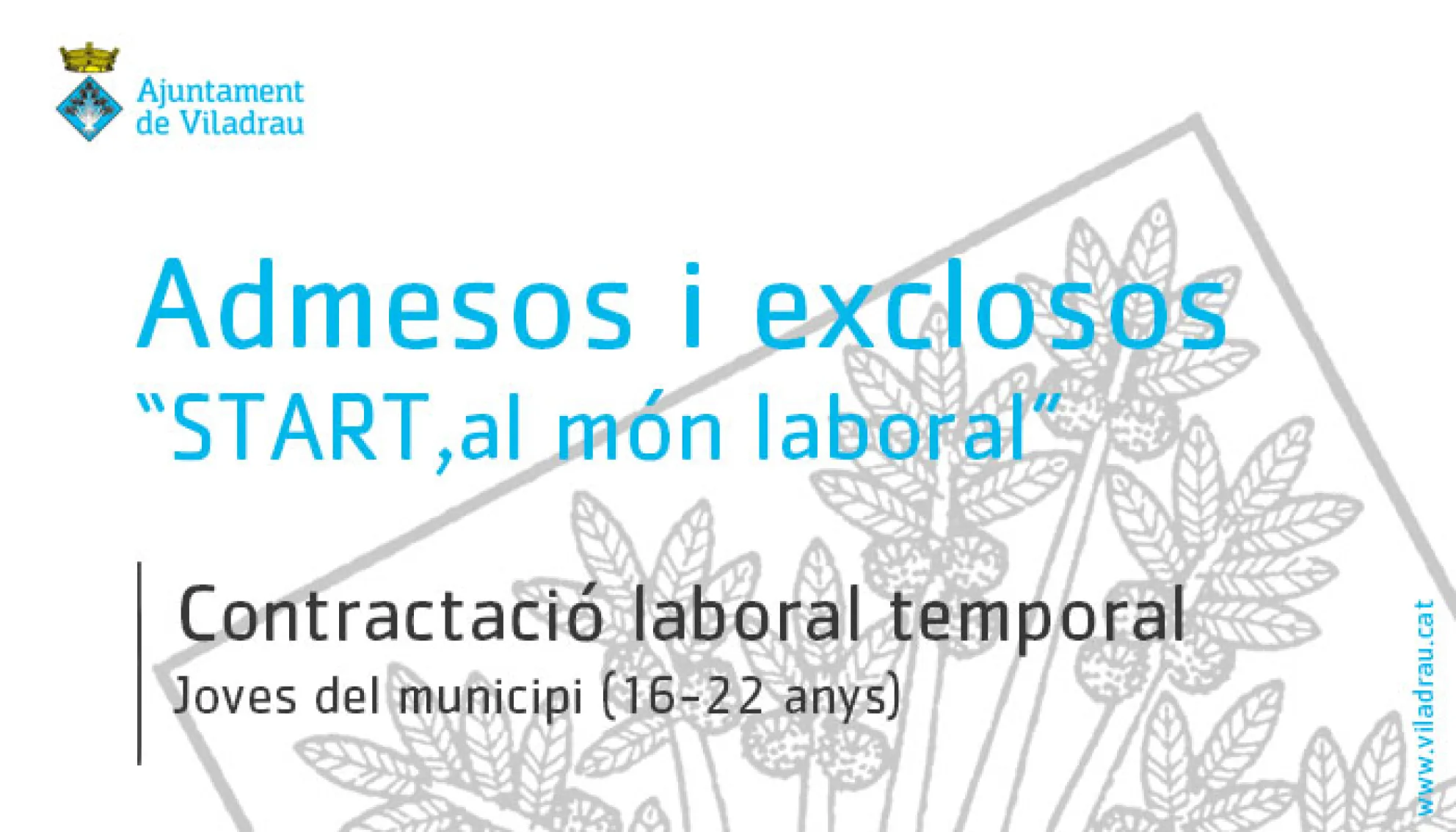 Viladrau Relació provisional d'admesos i exclosos per a la contractació laboral temporal de 3 joves dins el marc "Projecte formatiu: START, al món laboral" 2024