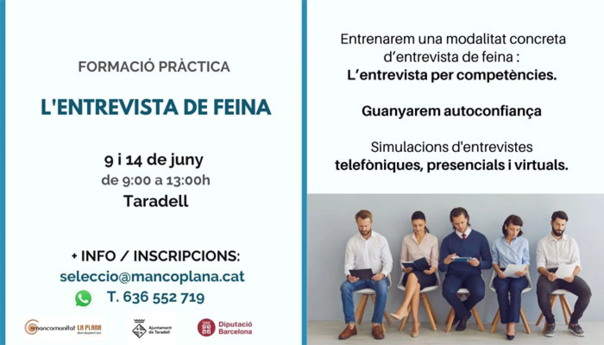 La Mancomunitat La Plana ofereix una formació per "L'entrevista de feina"