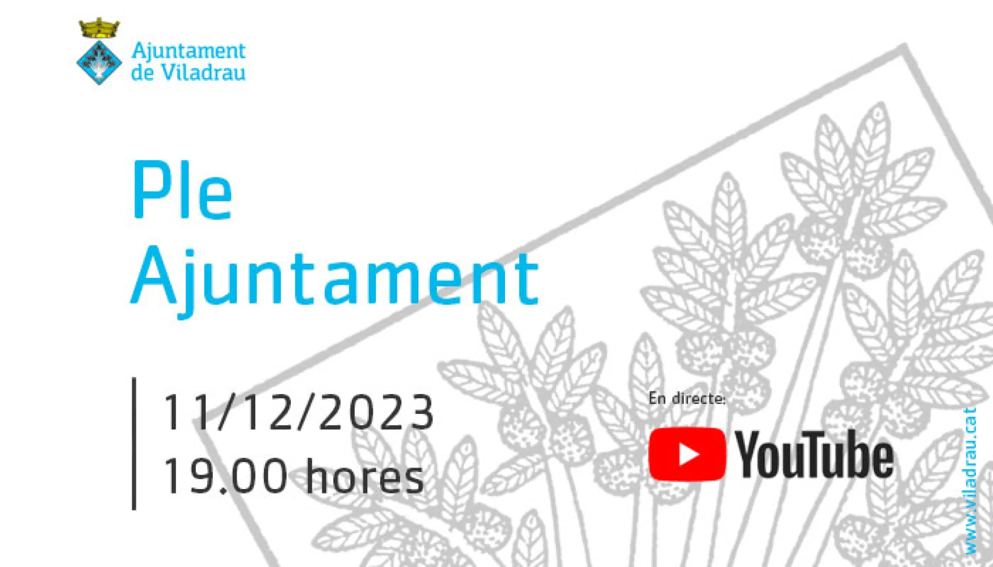 Viladrau Convocatoria de la sessió extraordinària del ple de l'ajuntament. L'11 de desembre de 2023