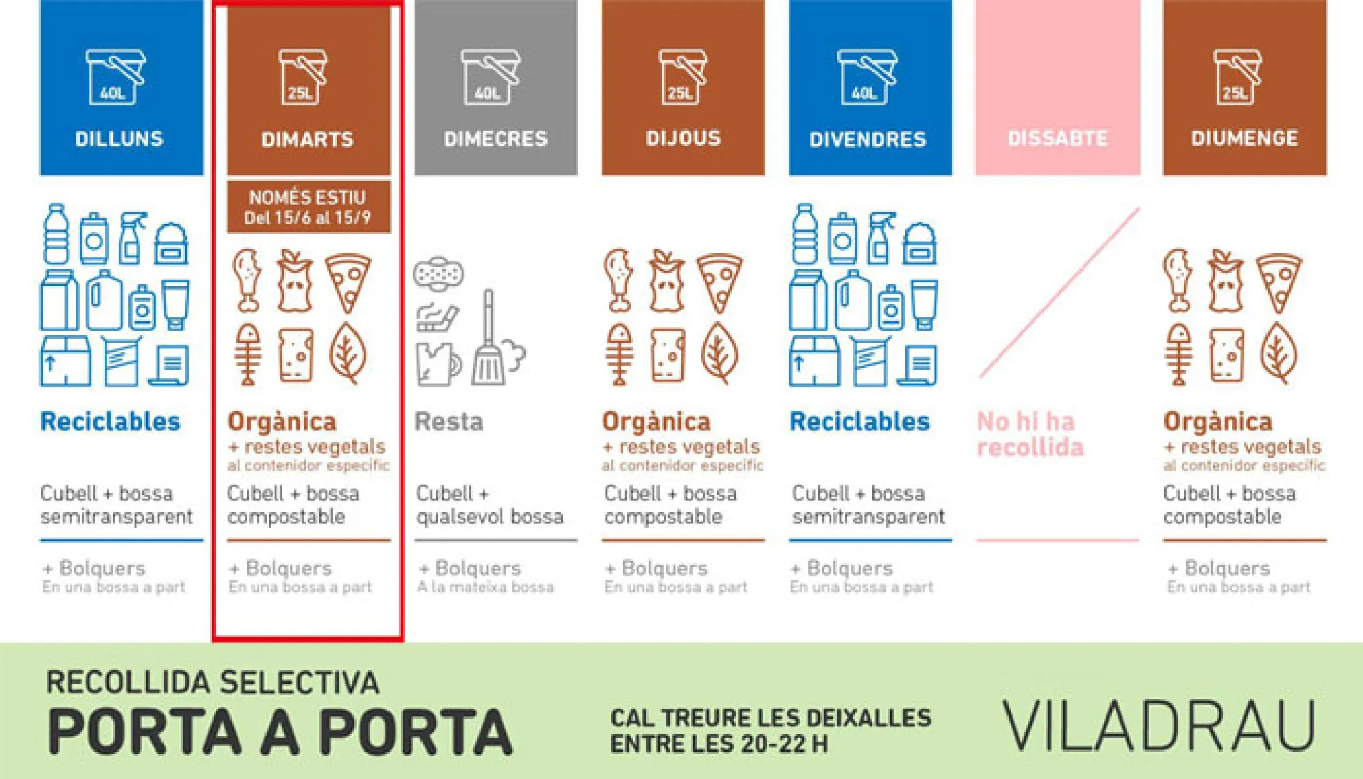 Viladrau Horari d'estiu de la recollida de matèria orgànica